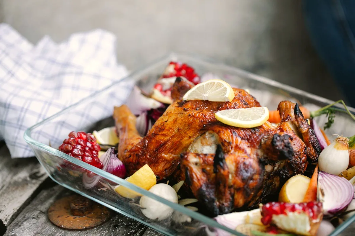 One-pan lemon herb chicken and potatoes with crisp skin, roasted baby potatoes and rosemary