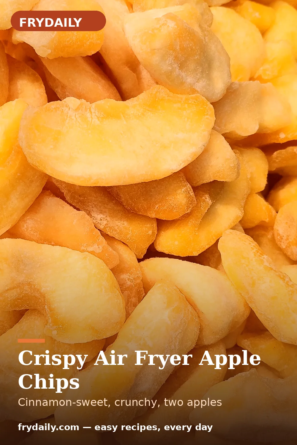 Pinterest pin: Crispy Air Fryer Apple Chips recipe from FryDaily