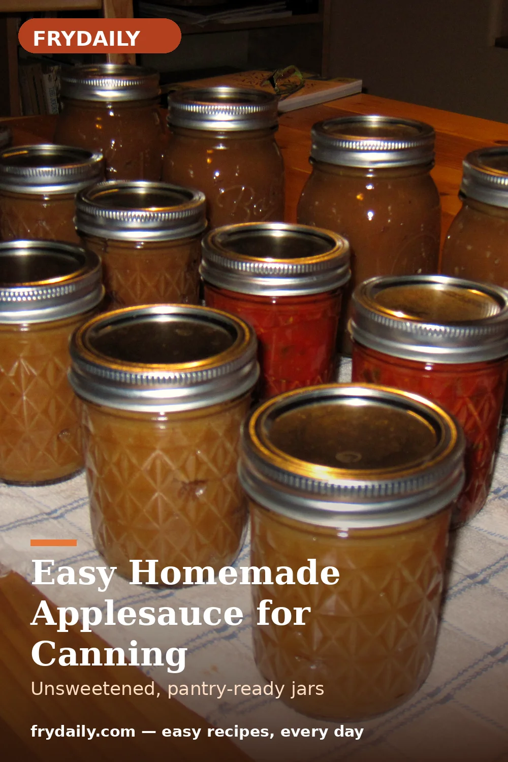 Pinterest pin: Easy Homemade Applesauce for Canning recipe from FryDaily