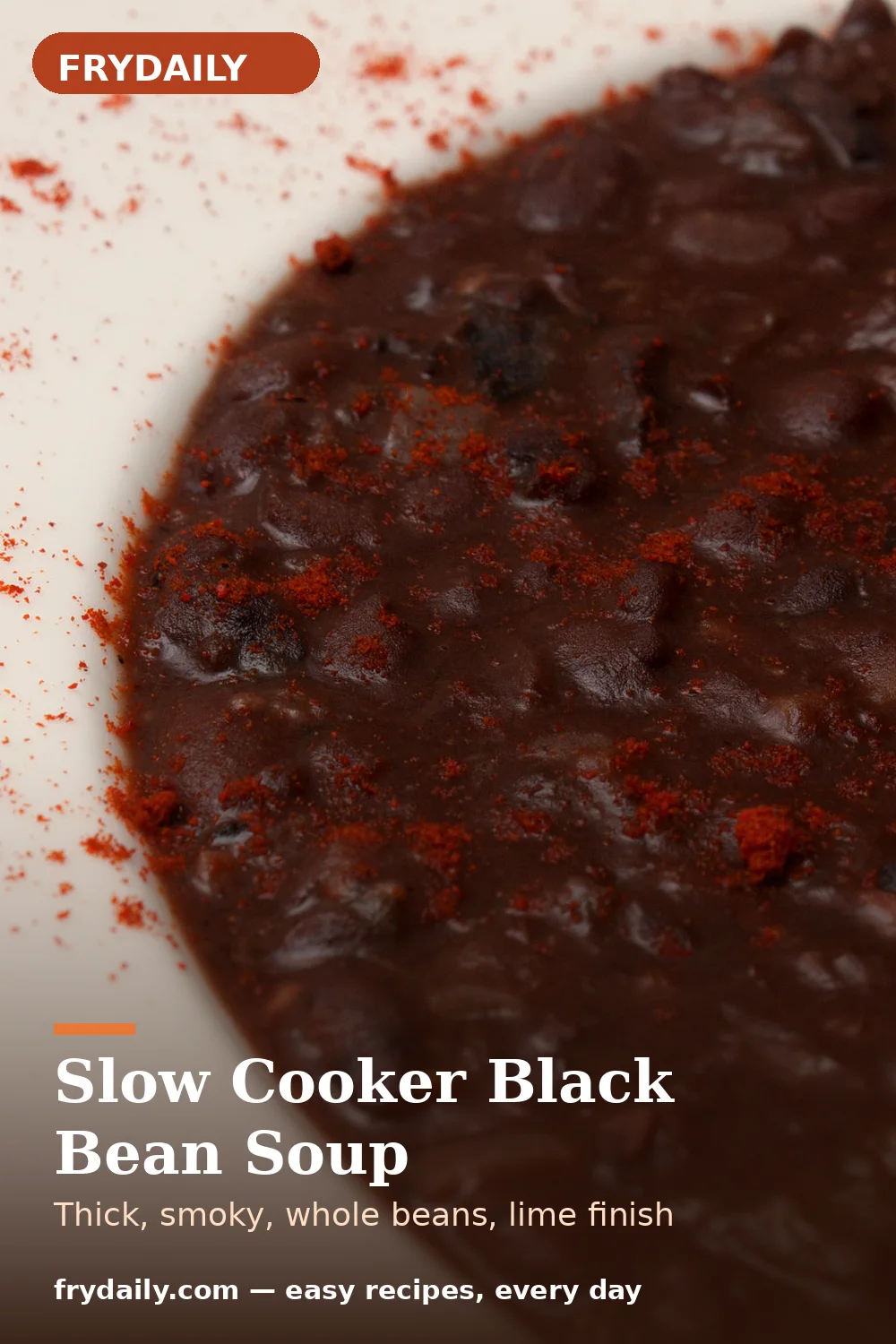 Pinterest pin: Slow Cooker Black Bean Soup recipe from FryDaily