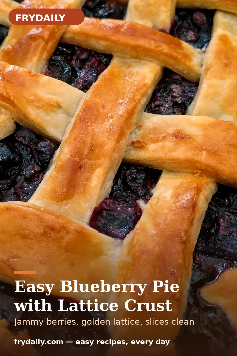 Pinterest pin: Easy Blueberry Pie with Lattice Crust recipe from FryDaily