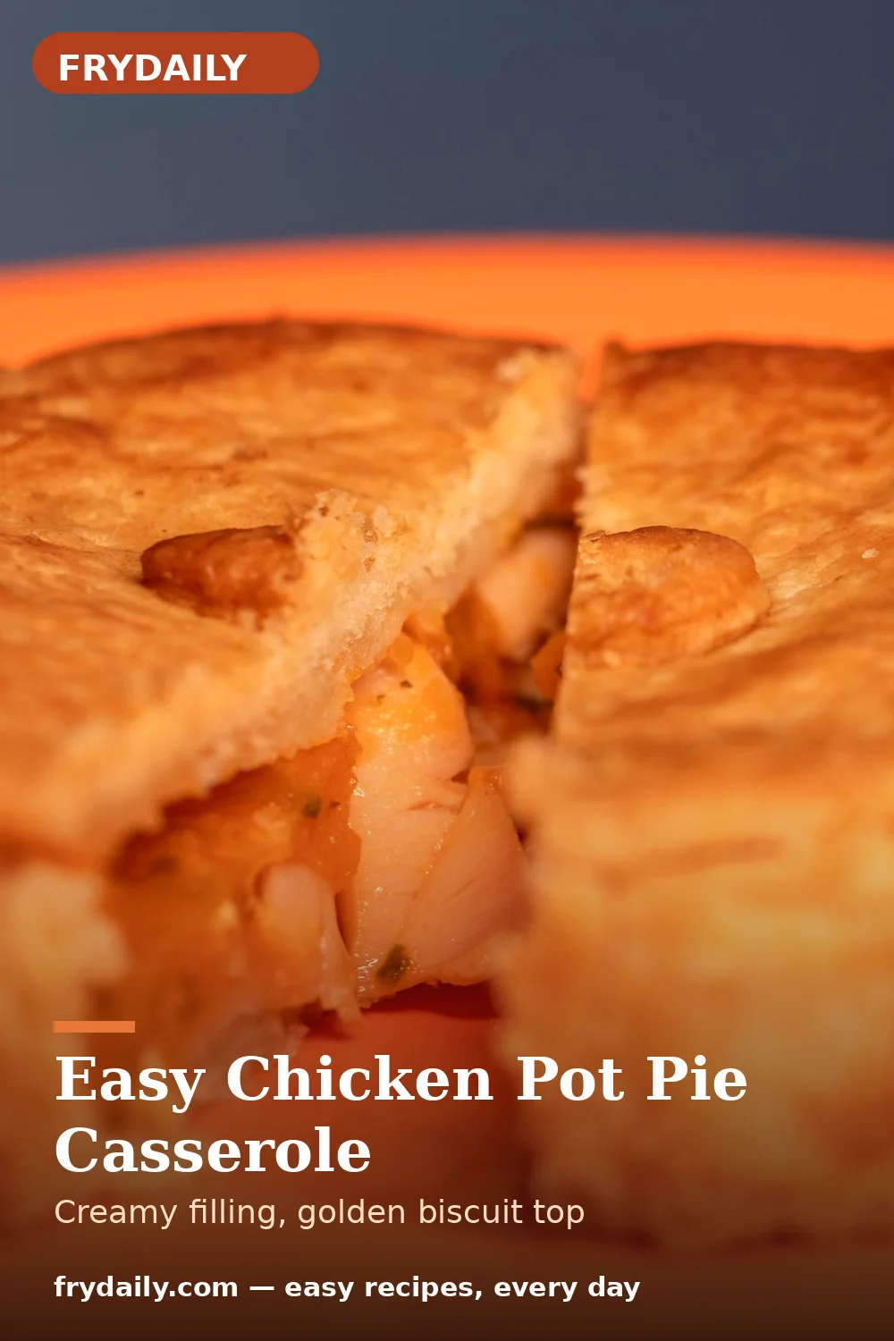Pinterest pin: Easy Chicken Pot Pie Casserole recipe from FryDaily