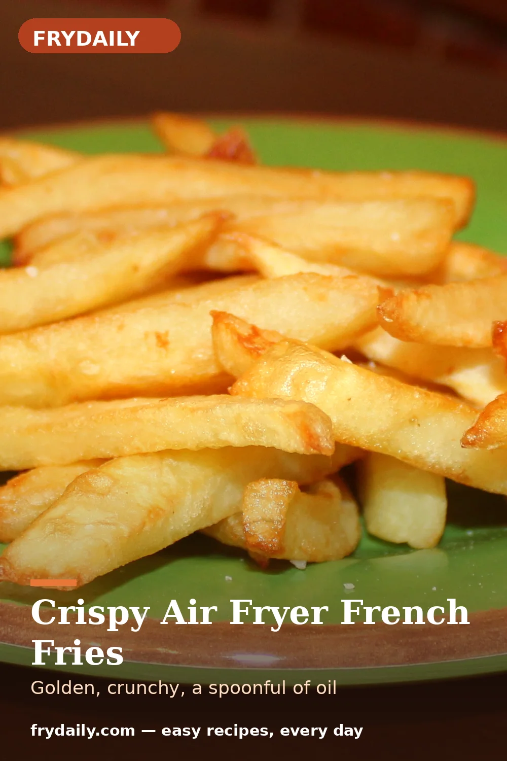 Pinterest pin: Crispy Air Fryer French Fries recipe from FryDaily