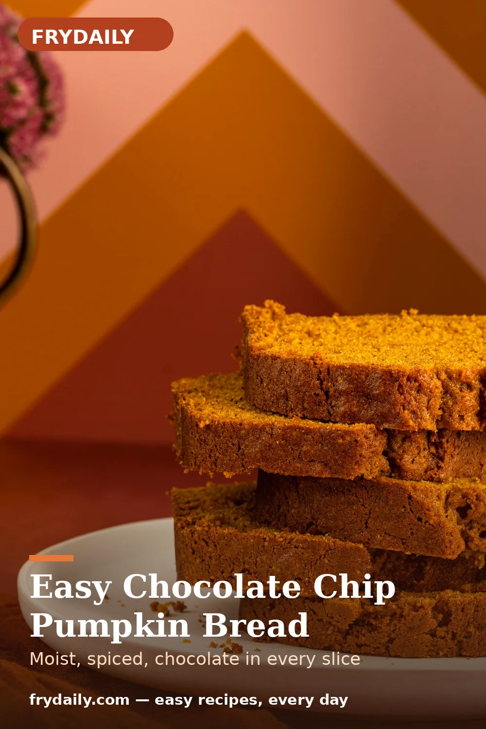Pinterest pin: Easy Chocolate Chip Pumpkin Bread recipe from FryDaily