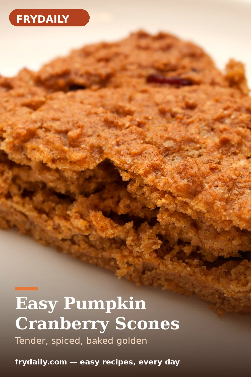 Pinterest pin: Easy Pumpkin Cranberry Scones recipe from FryDaily