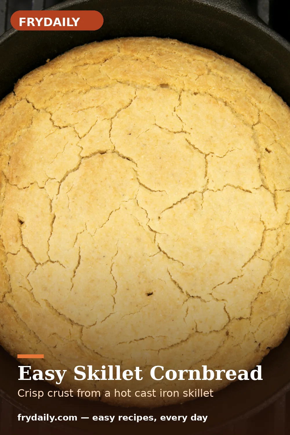 Pinterest pin: Easy Skillet Cornbread recipe from FryDaily